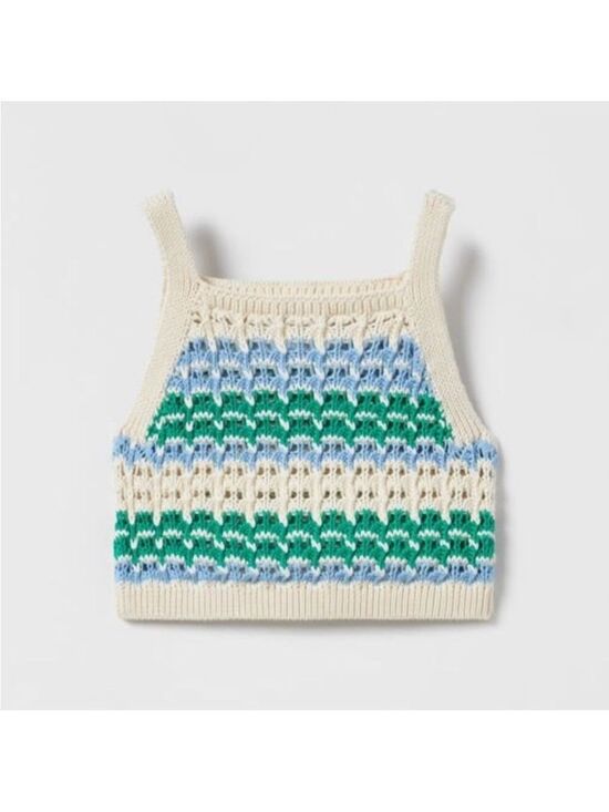 Zara Other - Zara Kids Crochet Tank Top - Cream, Blue, Green